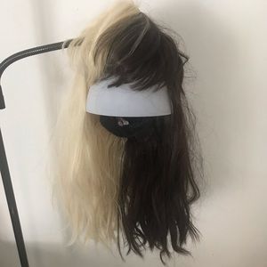 half brown half blonde bangs 14 inch cosplay wig